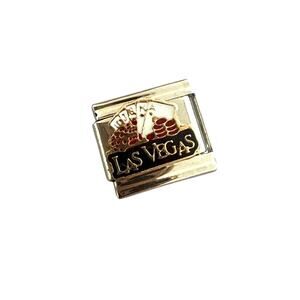 Las Vegas Poker Travel Italian Charm Bracelet Link 9mm Stainless Steel Y2K NEW